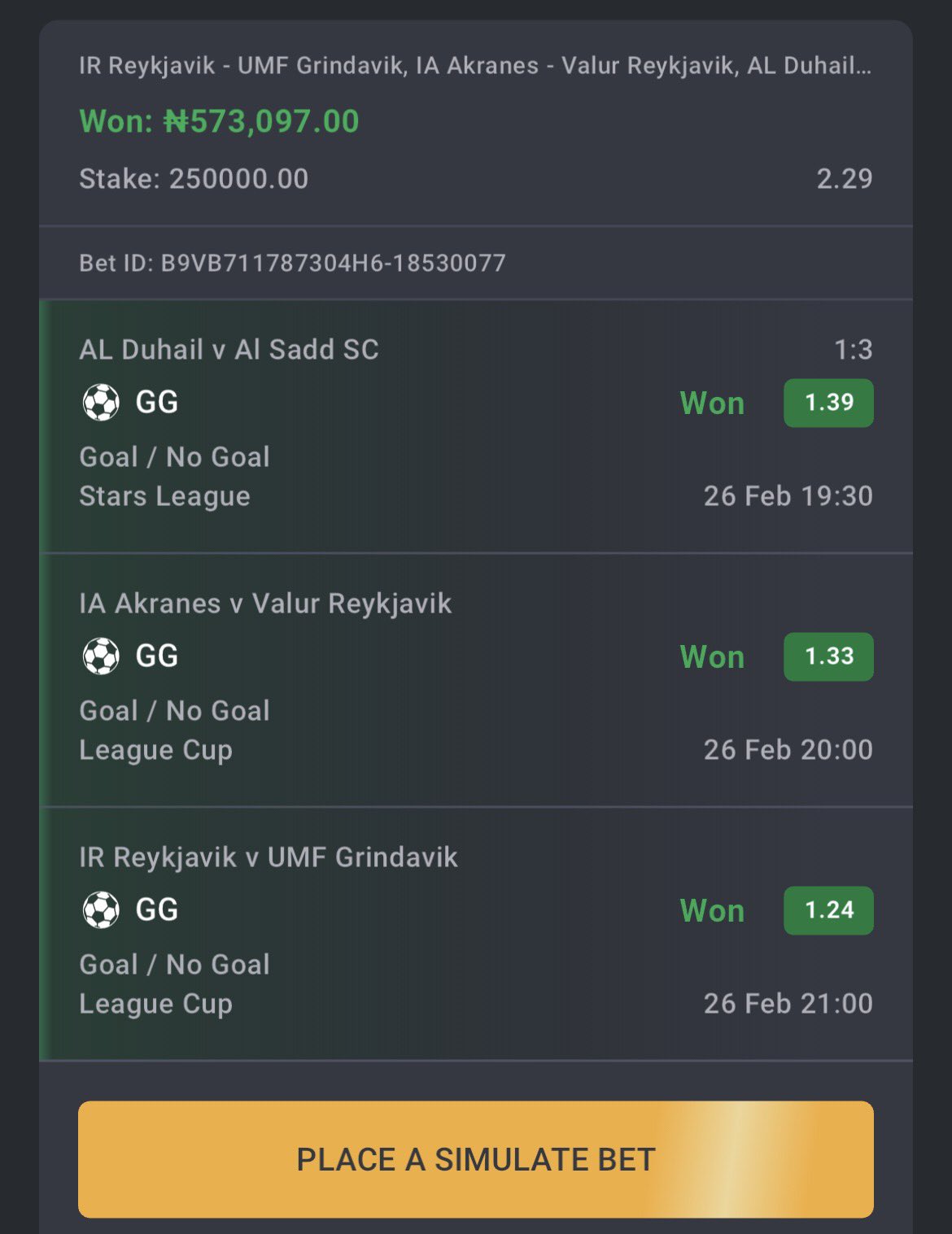 Winning Slip