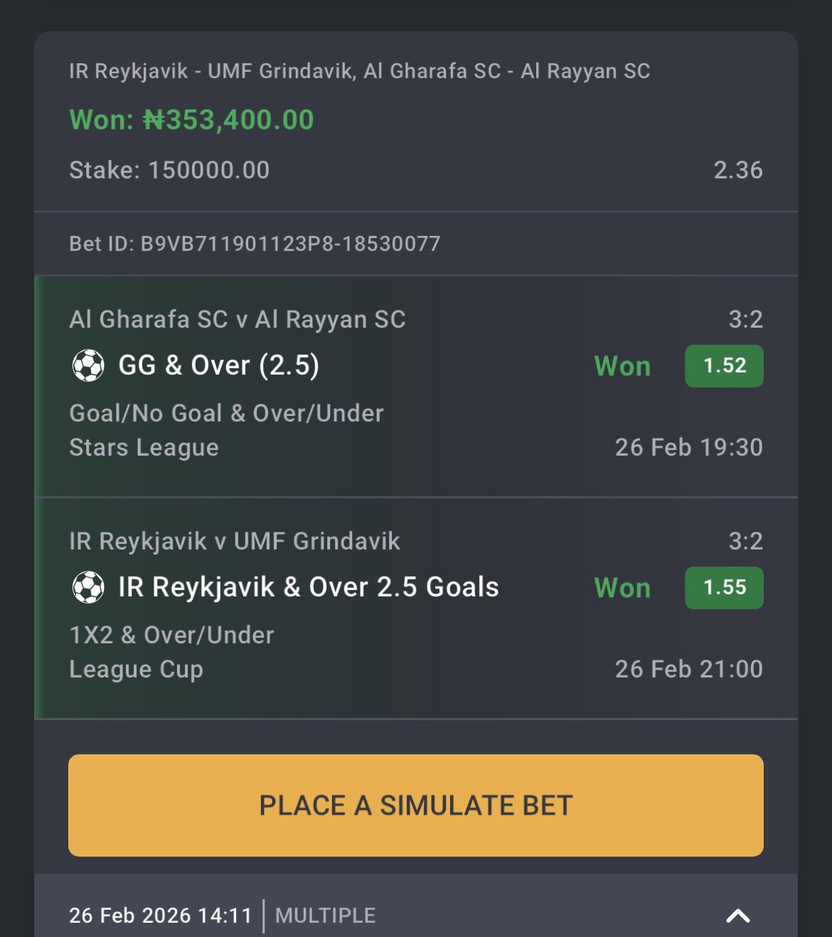 Winning Slip